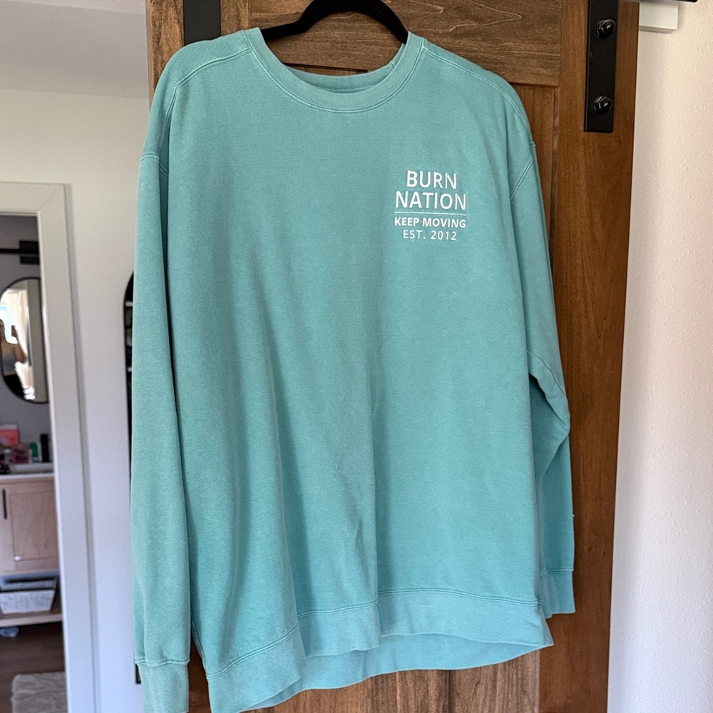 Burn Boot Camp Women's Teal Crew Neck Sweater